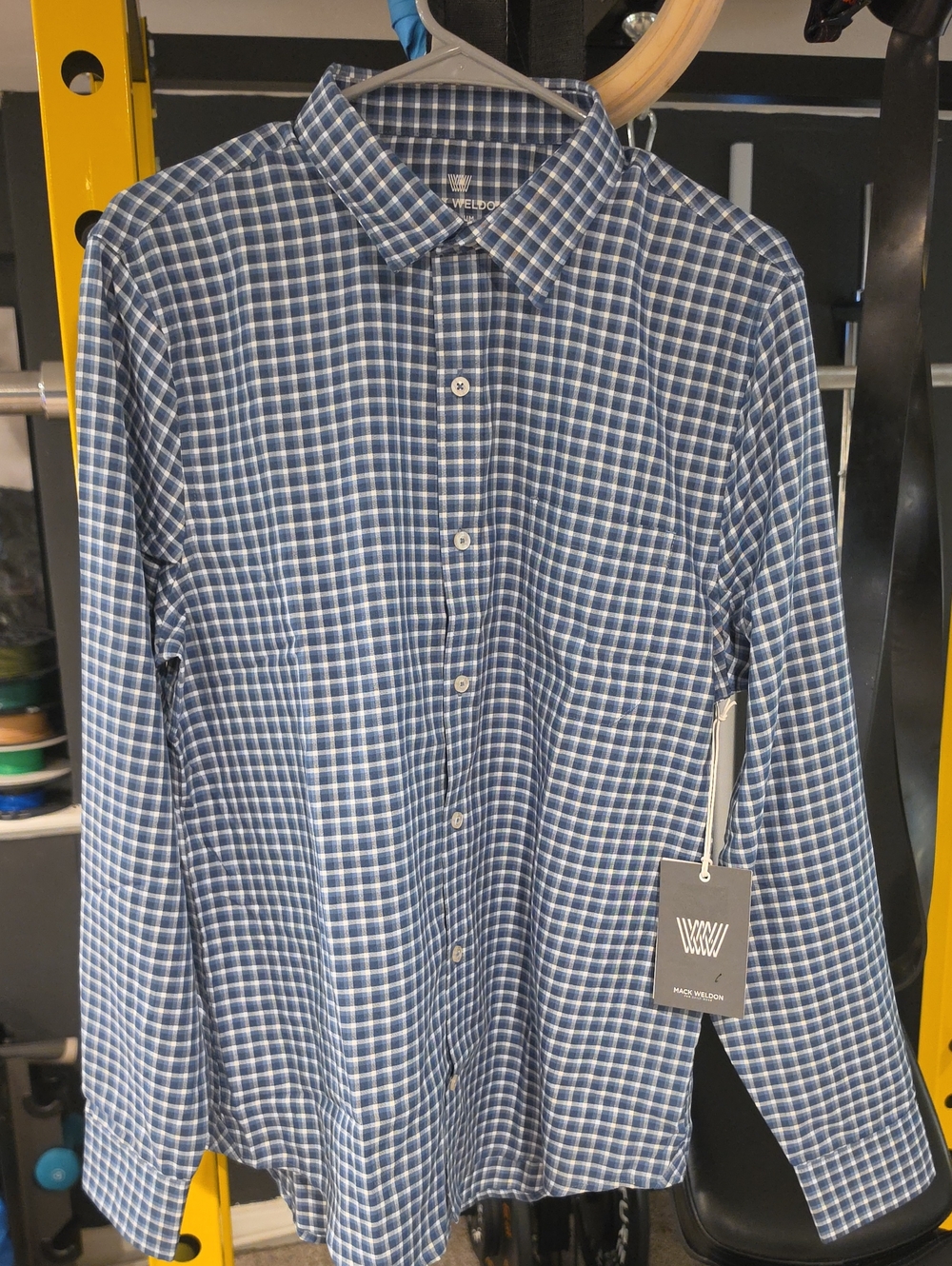 Mack Weldon Airflex Blue Plaid Long-Sleeve Button-Down Shirt